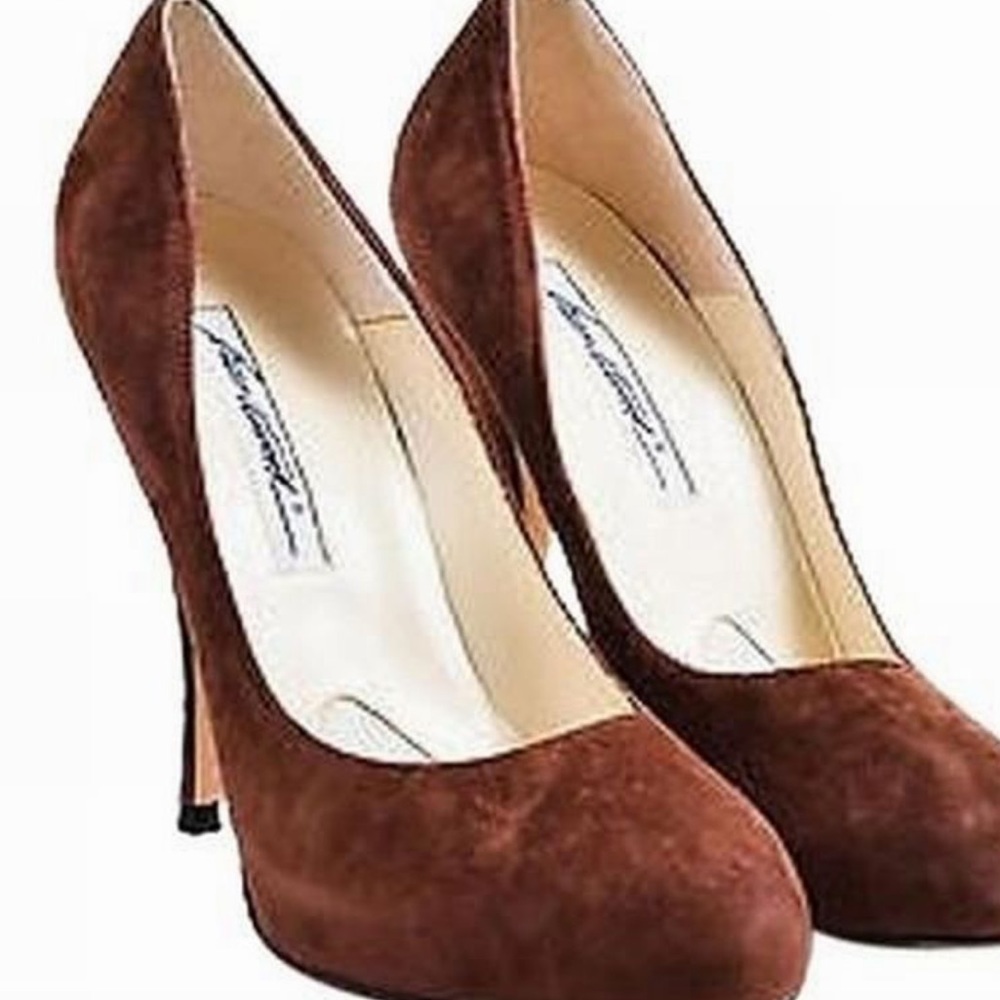 Brian Atwood brown suede heels
